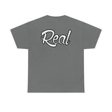 Real Front and Back White Font Tee