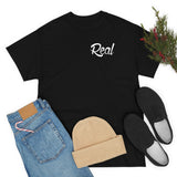 Real Front and Back White Font Tee