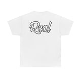 Real Front and Back White Font Tee