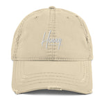 Henny White Font Distressed Dad Hat